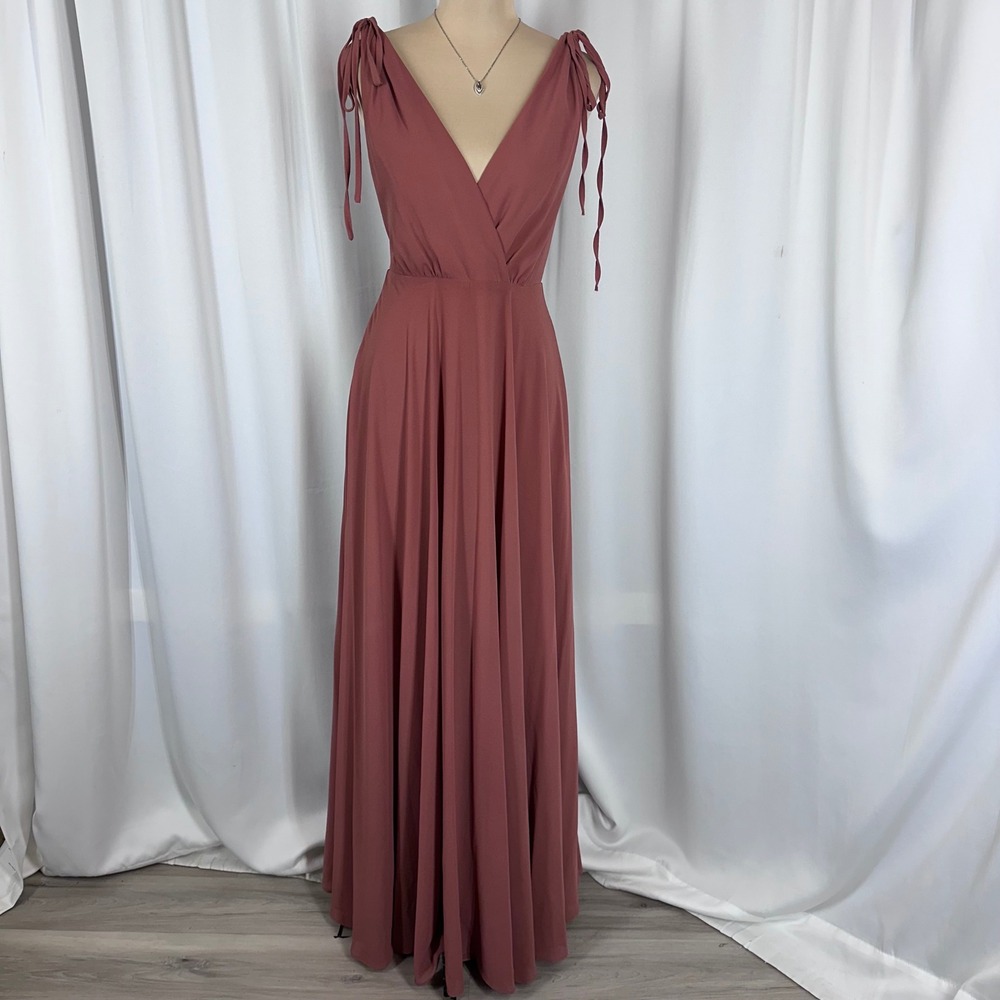 Lulus Maxi Dress Women S Mauve V-Neck Open Back Sleeveless Formal Prom